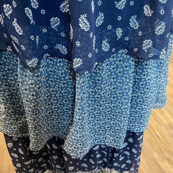 Lauren Conrad Dress Layered Chiffon Floral Medium - Picture 3 of 5